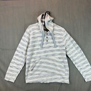 FREE PLANET Men's Size Medium White Gray Cotton Hoodie Pullover